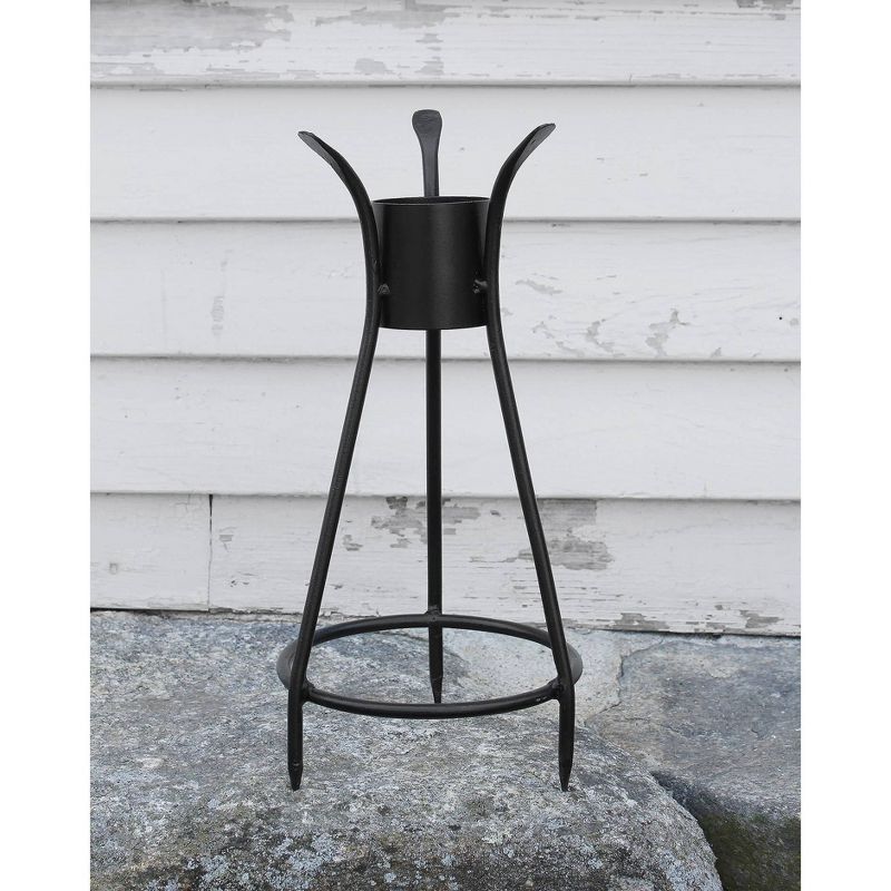 13.75" Iron Trestle III Spiked Gazing Globe Ball Stand Black Powder Coat Finish - ACHLA Designs