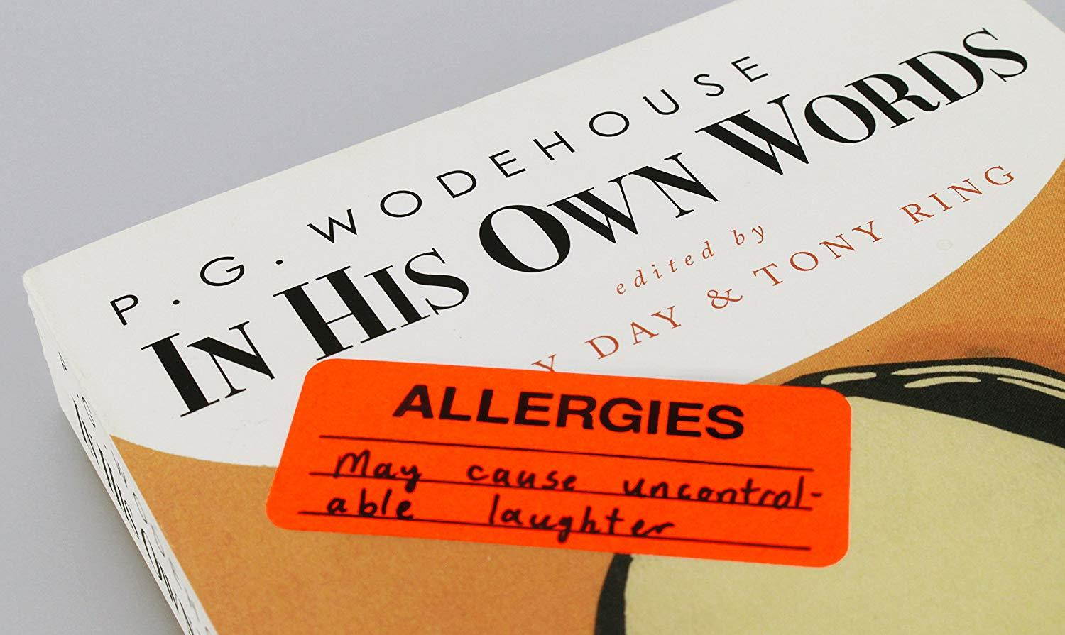 ChromaLabel 1 x 2-1/4 inch Fluorescent Red-Orange Labels |"ALLERGIES" Imprint | 250/Dispenser Box