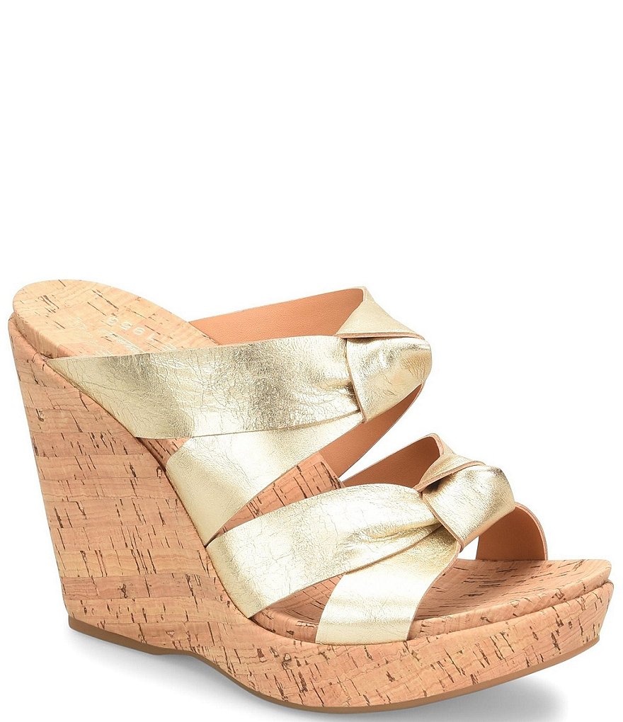 Kork-Ease Sammi Leather Knot Cork Wedge Sandals