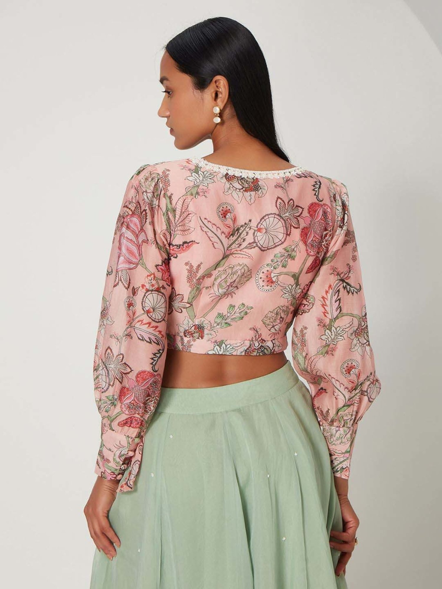 Ancestry Rose Pink Floral Print Crop Top