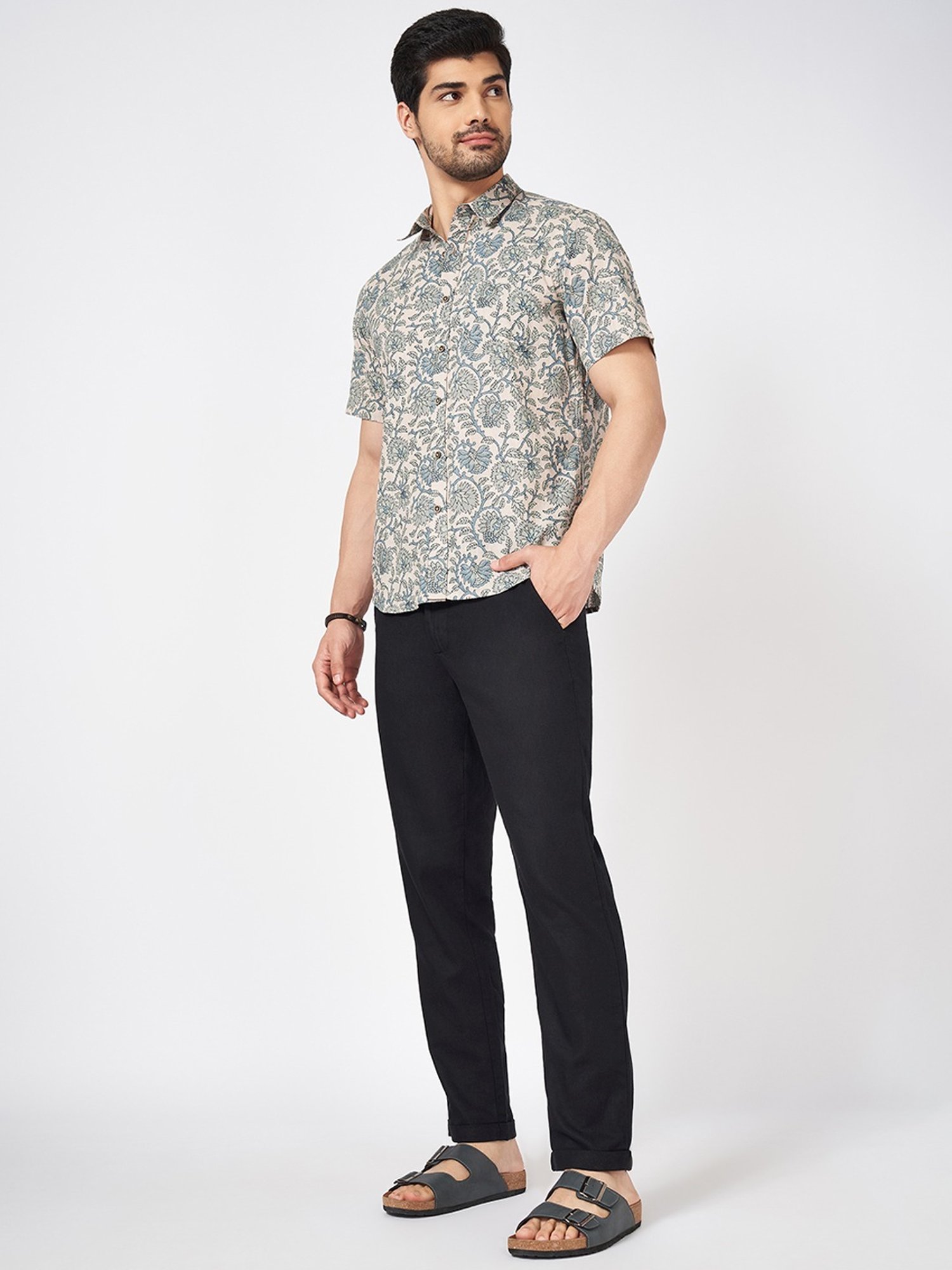 Indus Route By Pantaloons Pink Cotton Regular Fit Floral Print Shirt