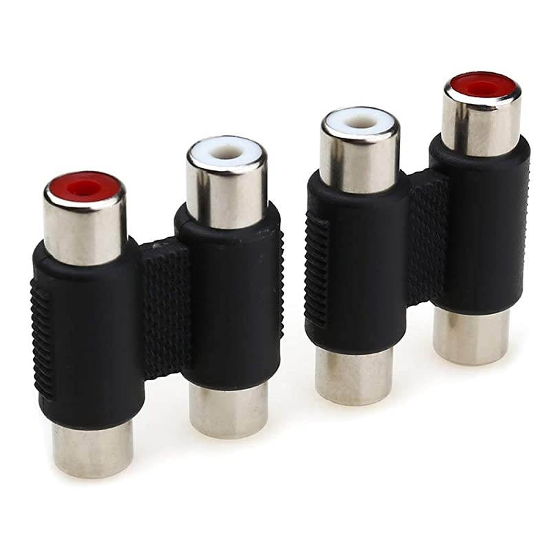 2PCS  Dual Female to Female RCA Jack Extension Cable Adapter Coupler Connector
