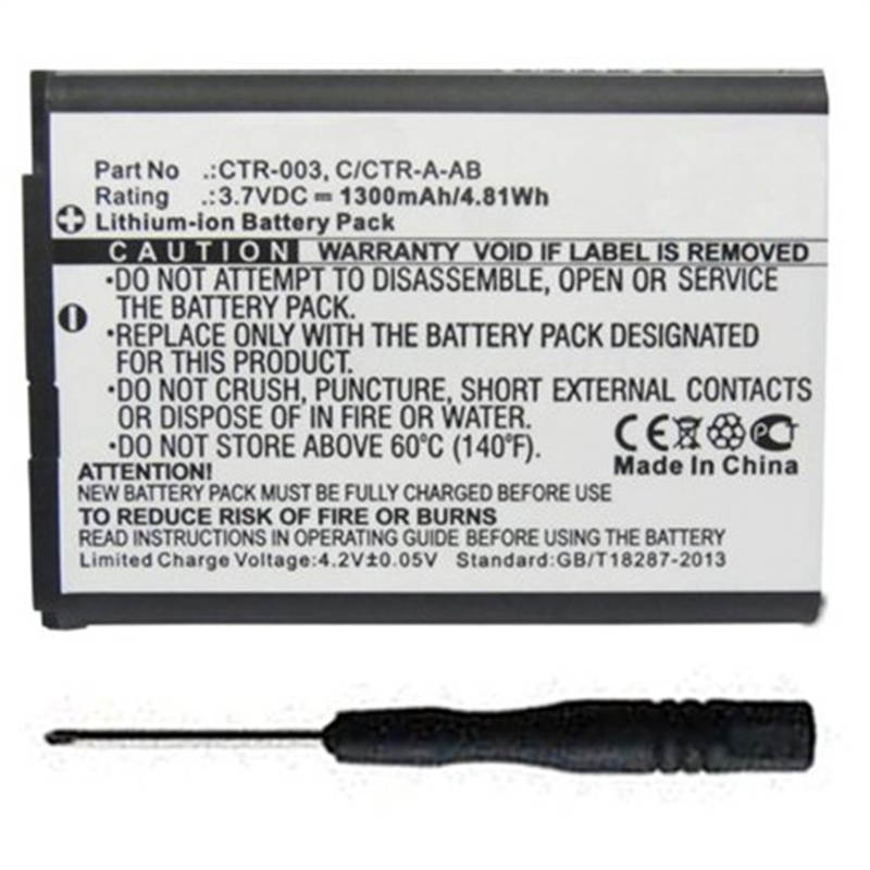 Replacement CTR-003 C/CTR-A-AB Battery for Nintendo 3DS N3DS CTR-001 MIN-CTR-001 Gaming Console with Installation Tool