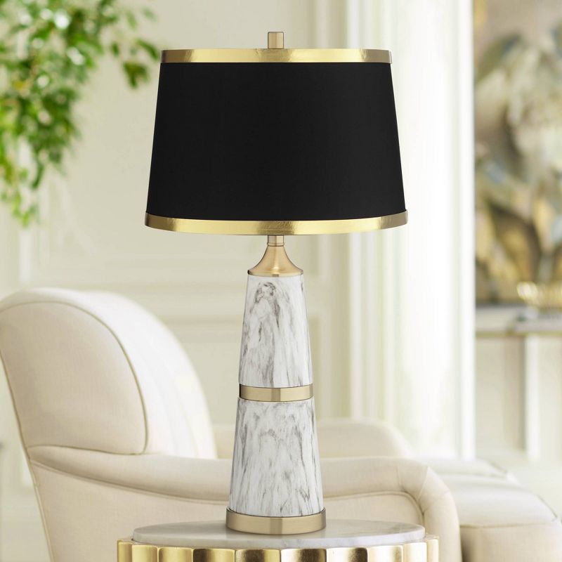 Possini Euro Design Possini Euro Irina Faux Marble Table Lamp with Black Shade