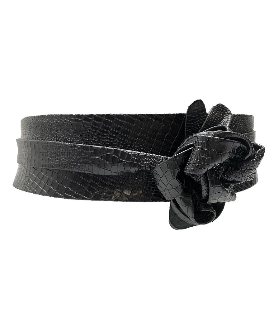 ADA Classic Crocodile-Embossed Classic Wrap Belt