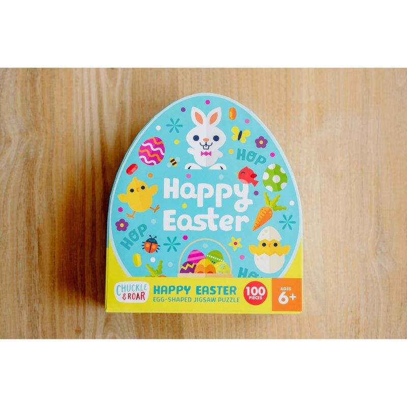 Chuckle & Roar Happy Easter Egg-Shaped Jigsaw Puzzle 100pc