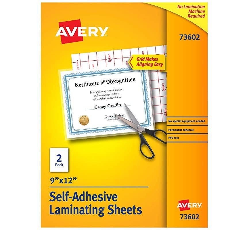 Clear Laminating Sheets, 9" x 12", Permanent Self-Adhesive, 2 Sheets (73602)