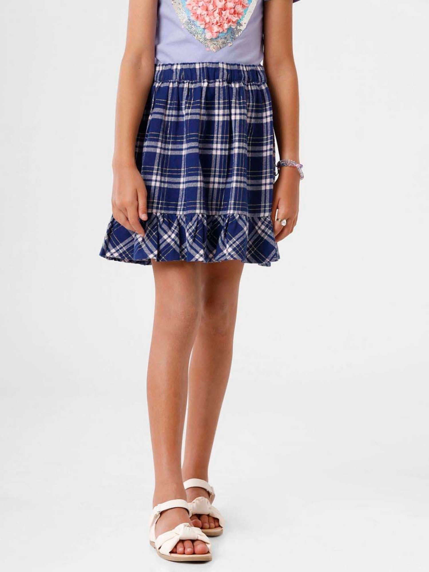 Kate & Oscar Kids Blue & White Chequered Skirt