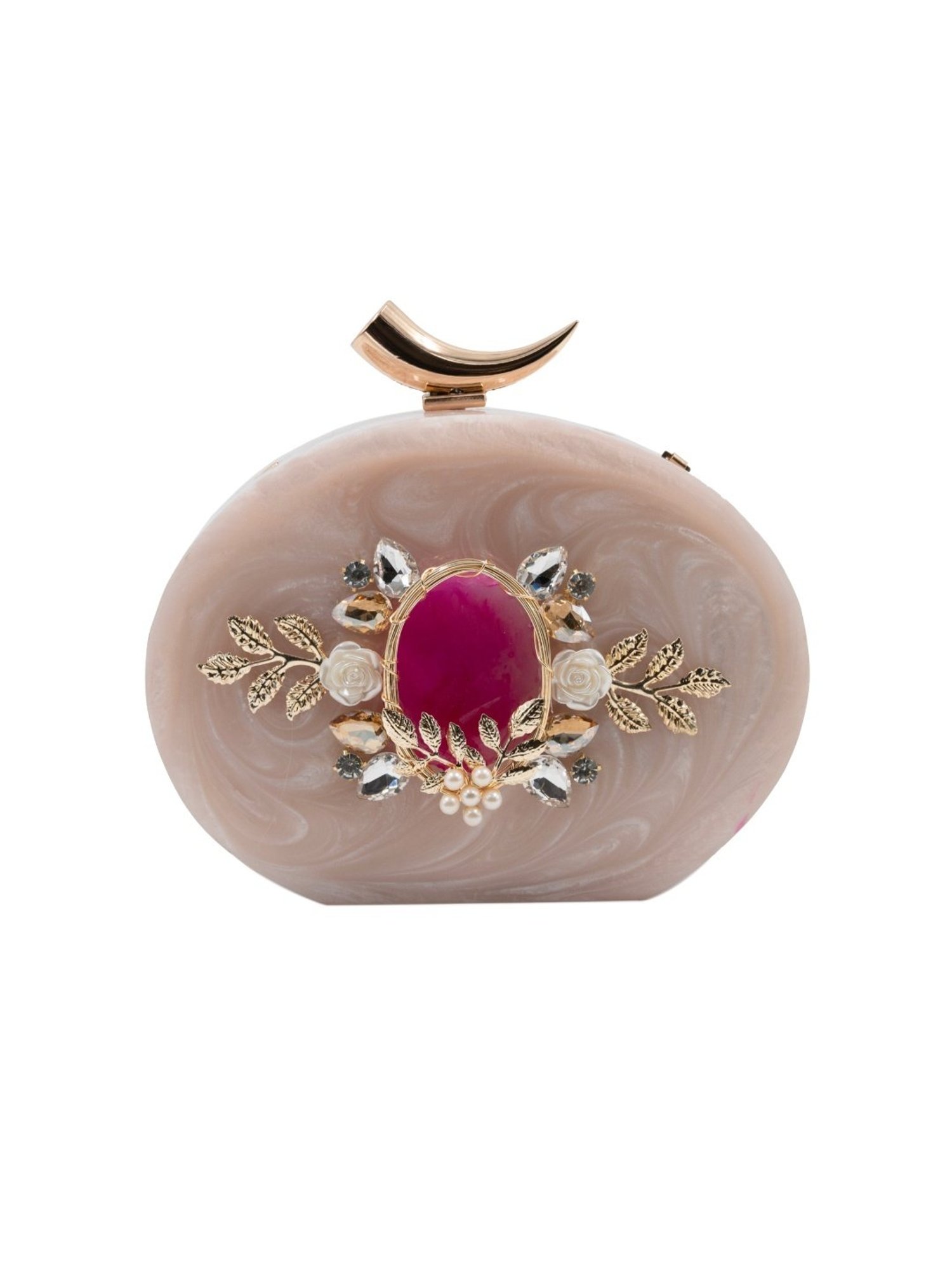 Sugarcrush Beige Luxury Studded Small Clutch