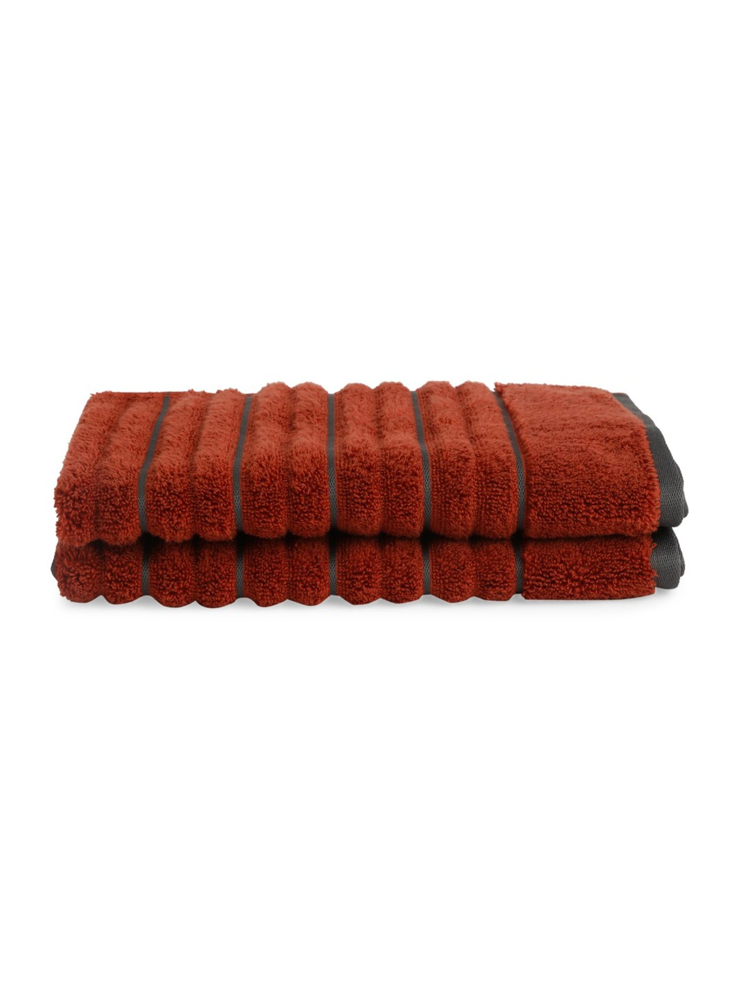 Spaces Exotica Dark Orange 575 GSM Cotton Hand Towel - Set of 2