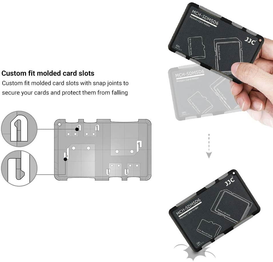 6 Slots SD Micro SD Card Case Storage Organizer, Lightweight Ultra-Thin Credit Card Size fit 2 SD SDHC SDXC Cards and 4 Micro SD TF MSD Cards