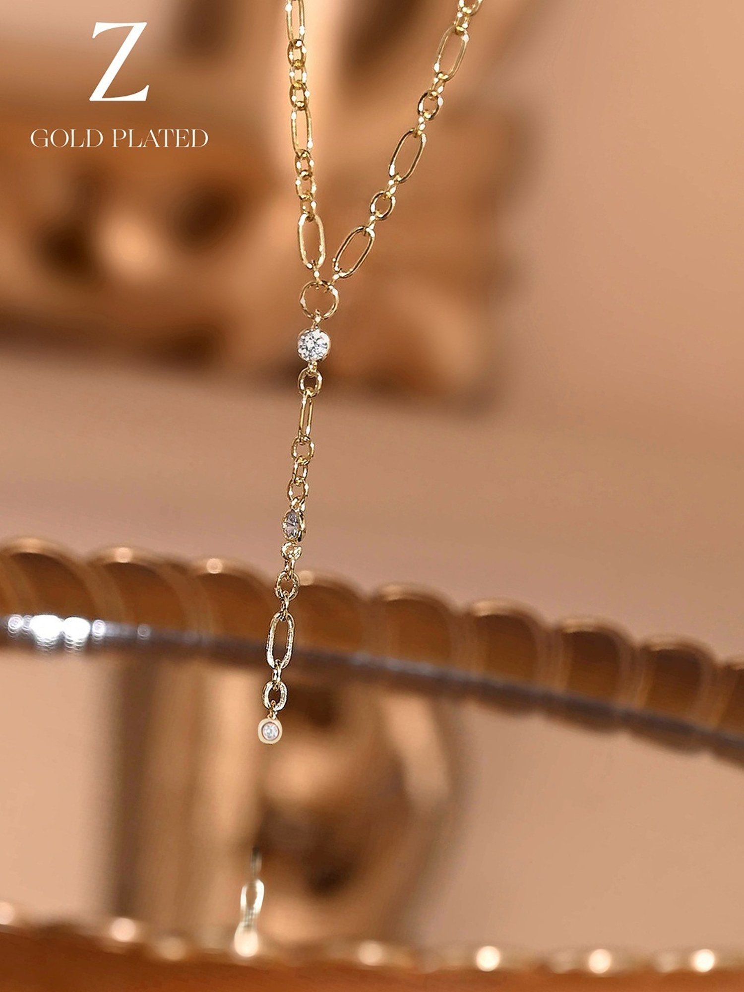 Accessorize London Real Gold-Plated Z Sparkle Y-chain Necklace