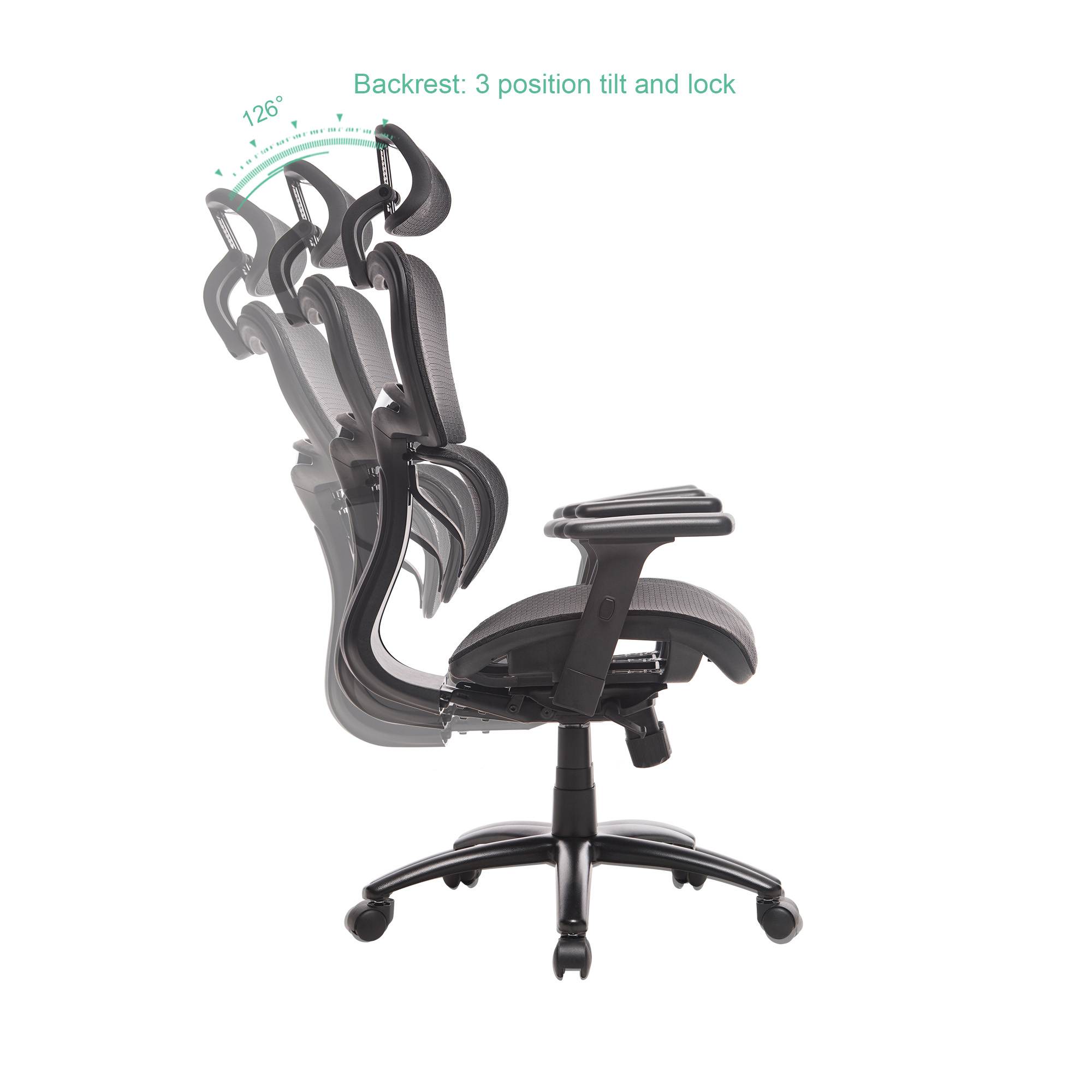 Ergonomic office chair mesh chair computer chair connected chair with adjustable headrest and armrests high back chair