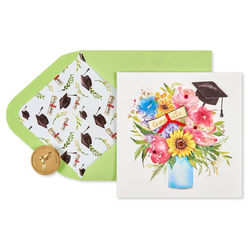 Graduation Greeting Card Floral Cap Diploma - PAPYRUS