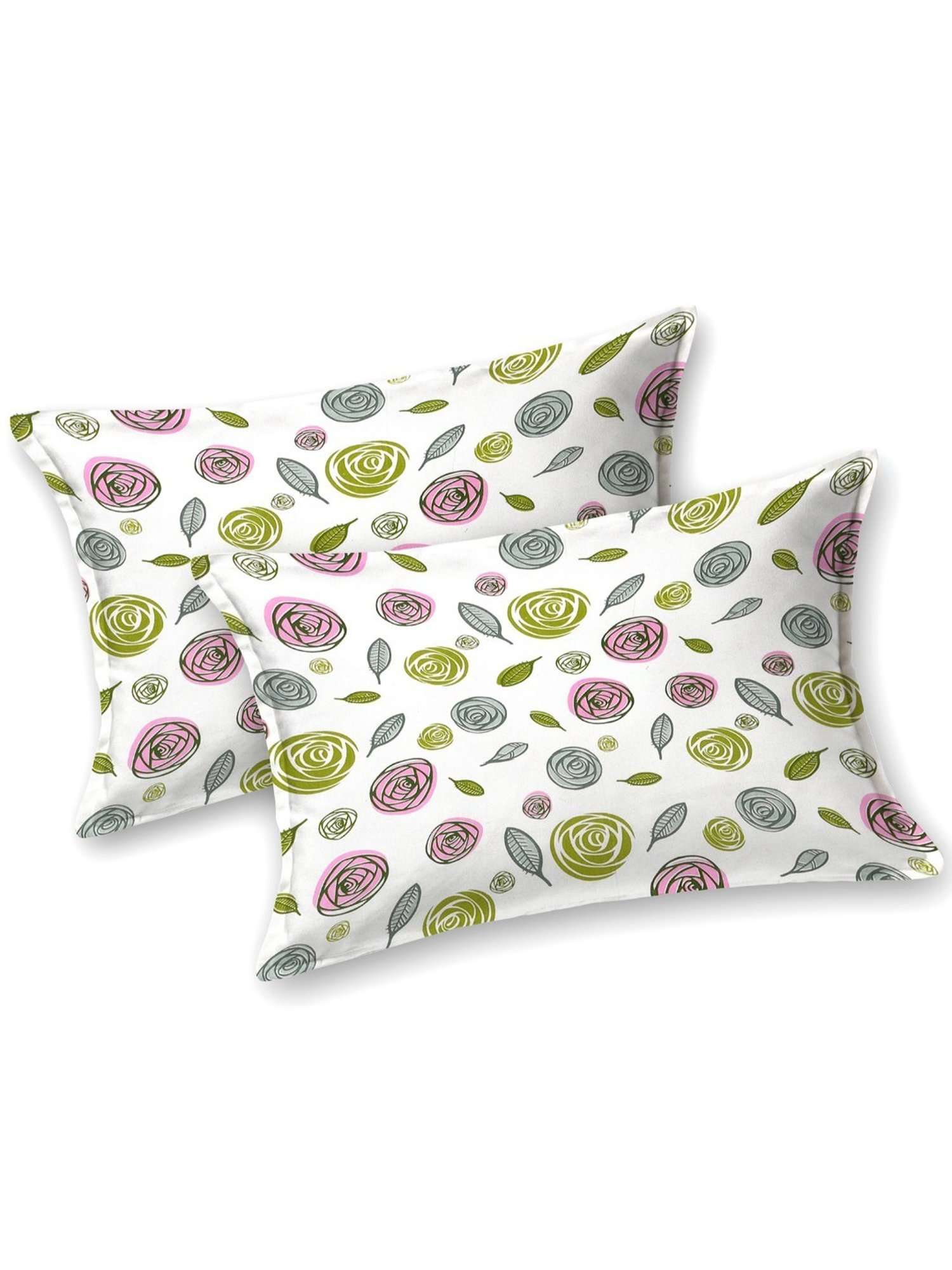 BELLA CASA Printed Beige 220 TC Cotton King Bedsheet with 2 Pillow Covers