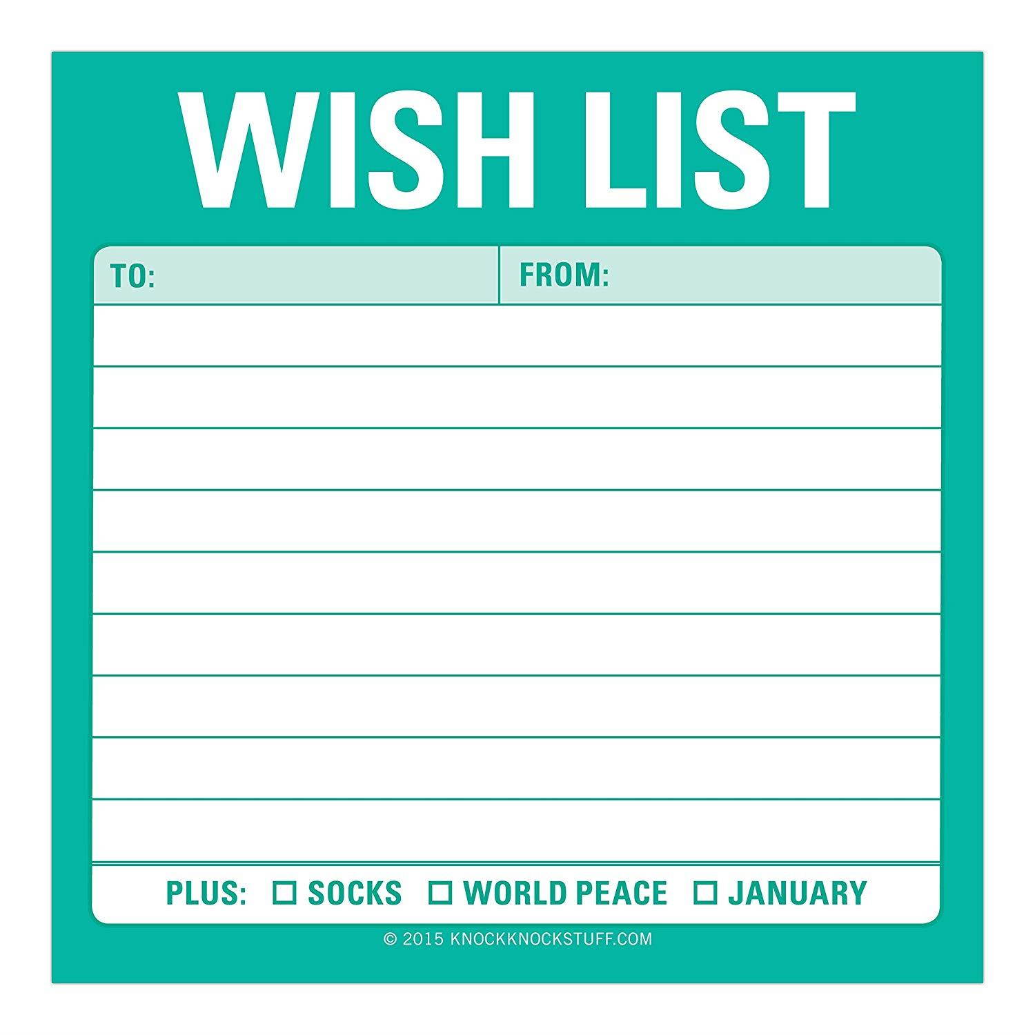 Knock Knock Sticky Note Pad, Wish List (12474)
