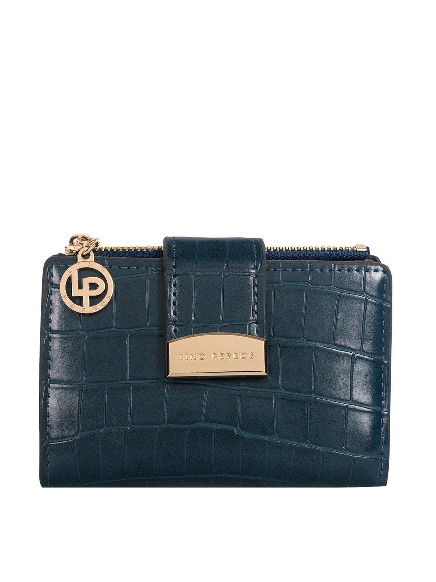 Lino Perros Blue Textured Bi-Fold Wallet for Women