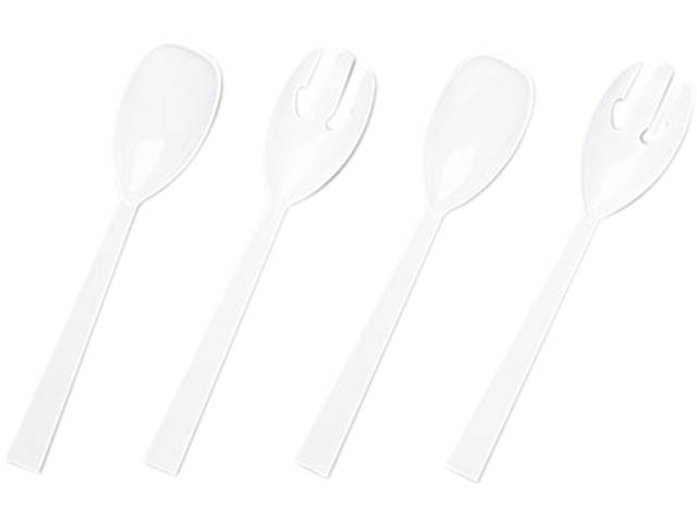 Tablemate W95PK4 Table Set Plastic Serving Forks & Spoons, White, 2/Pack, 12 Packs/Box