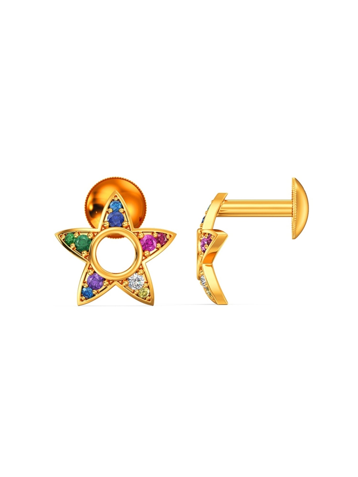 Joyalukkas Gold 22K Rainbow Rays Stud Earrings for Women