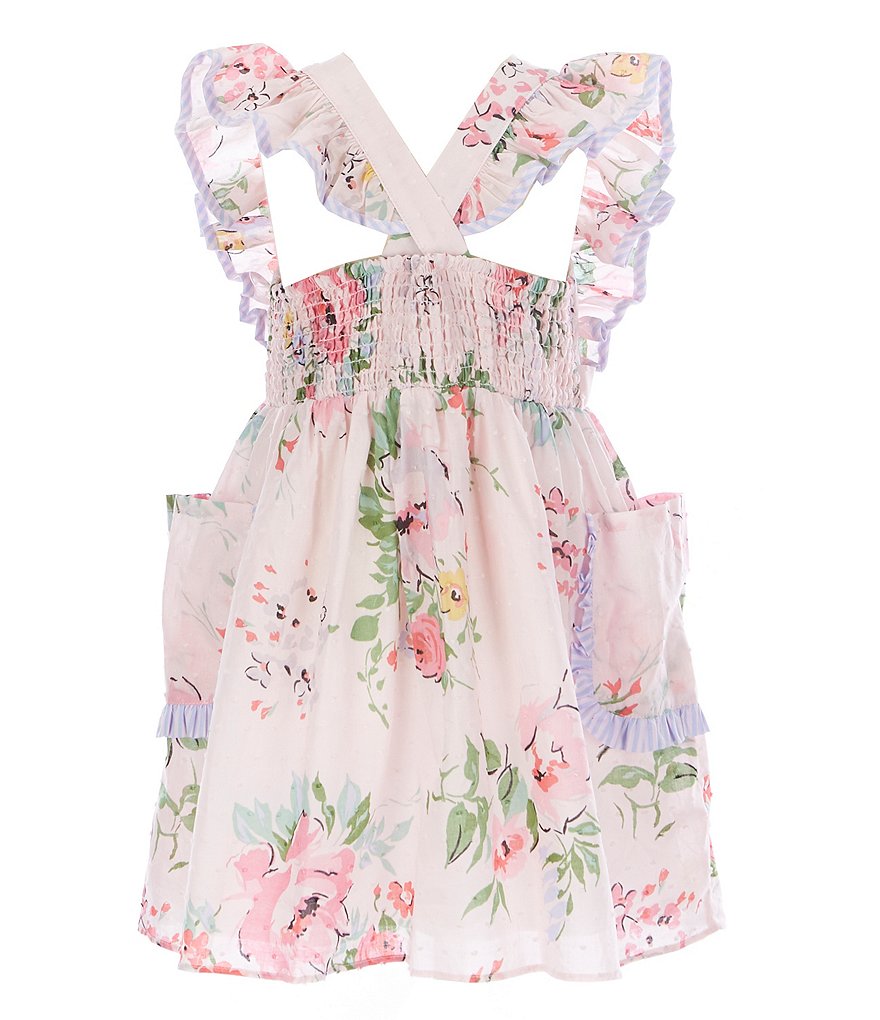 Pippa & Julie Little Girls 2T-6X Floral/Clip-Dot Tiered Fit-And-Flare Dress