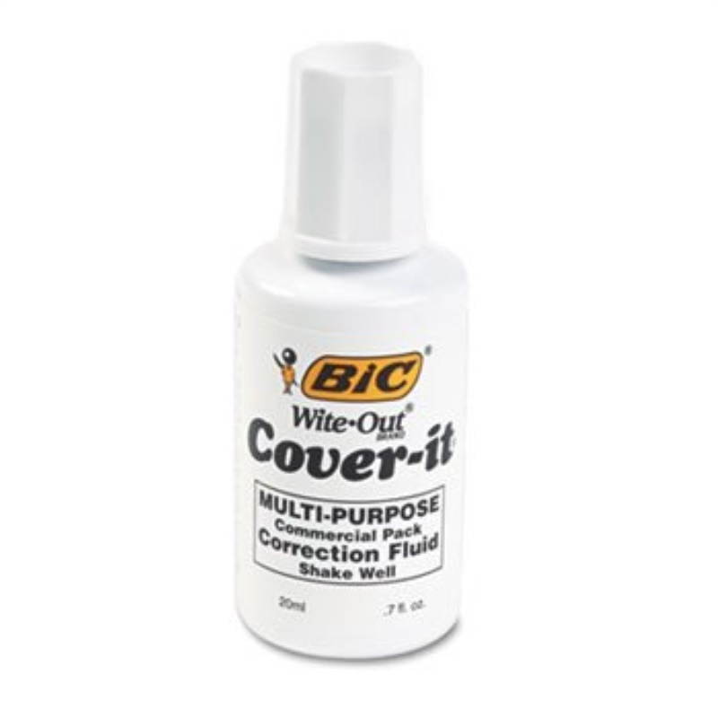 BIc WOc12WE cover-It correction Fluid, 20 ml Bottle, White