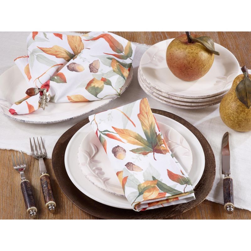 Saro Lifestyle Patterned Table Napkins With Soft Toned Fall Leaves (Set of 4)