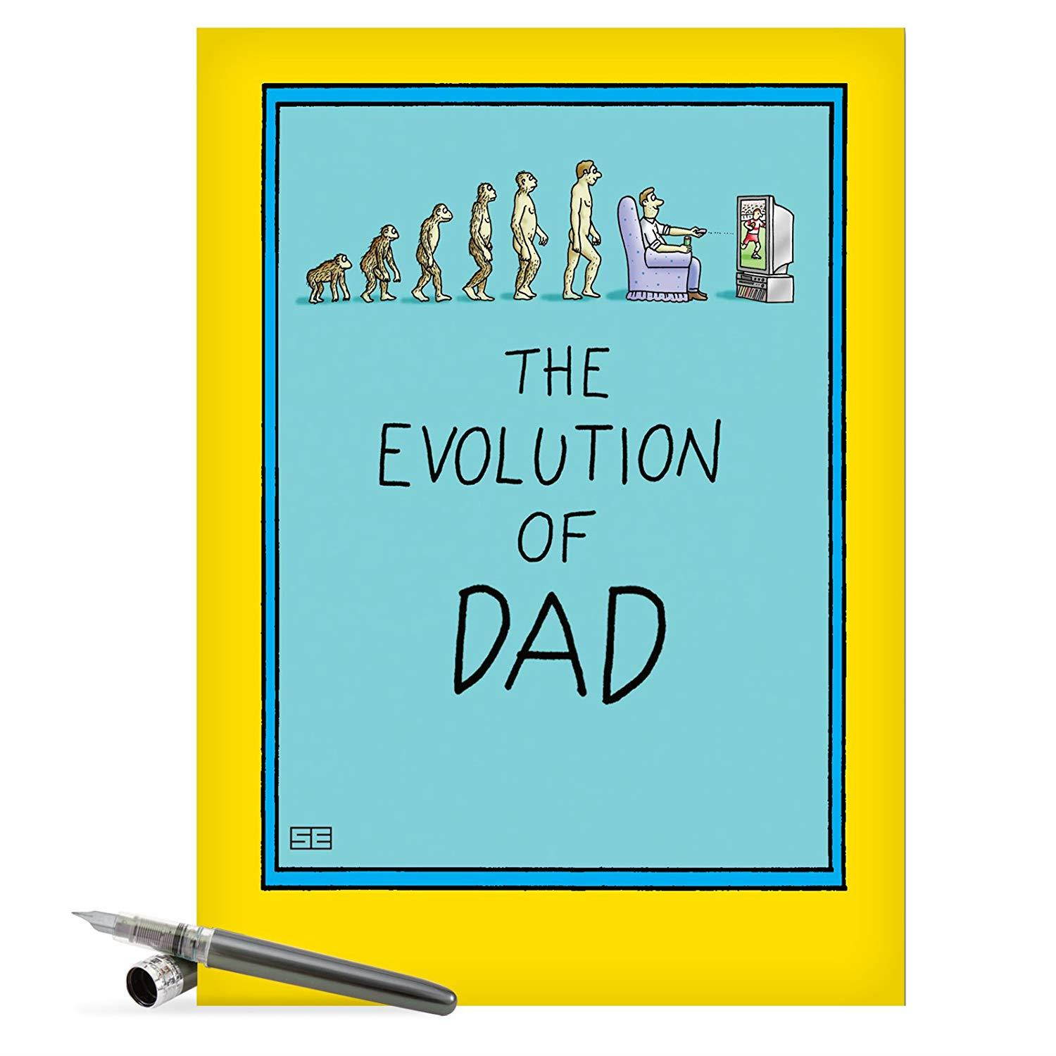 Funny 8.5'' x 11'' Father's Day Card with Envelope - 'Evolution of Dad' - You Have Come a Long Way - Appreciation Gift to Dad & Fathers from Daughter, Son, Siblings (Extra Large) #J0352