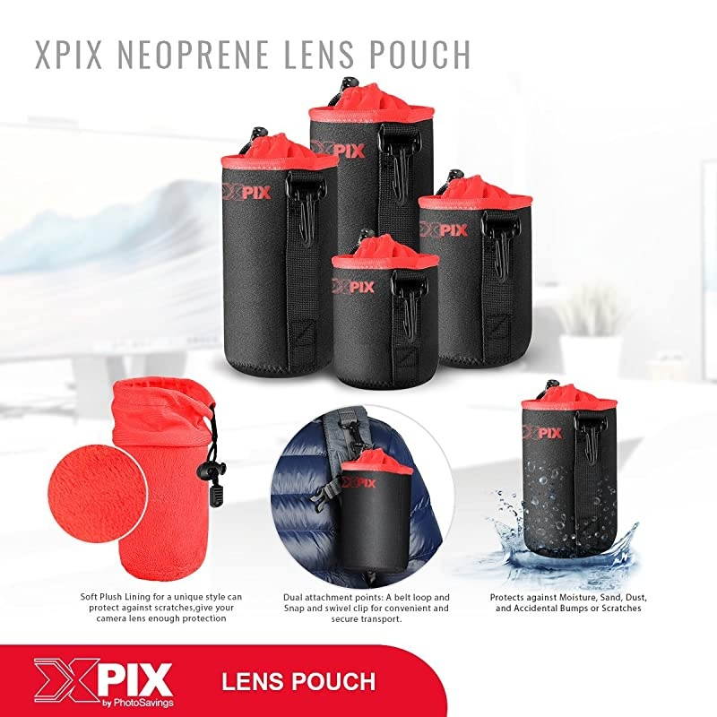 Medium Neoprene Pouch Bag for DSLR Camera Lens Canon Nikon Fujifilm Sony Olympusand More