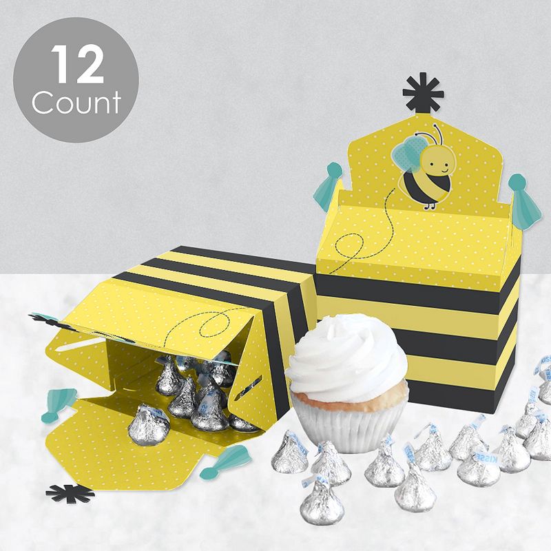 Big Dot of Happiness Pizza Party Time - Square Favor Gift Boxes - Baby Shower or Birthday Party Bow Boxes - Set of 12