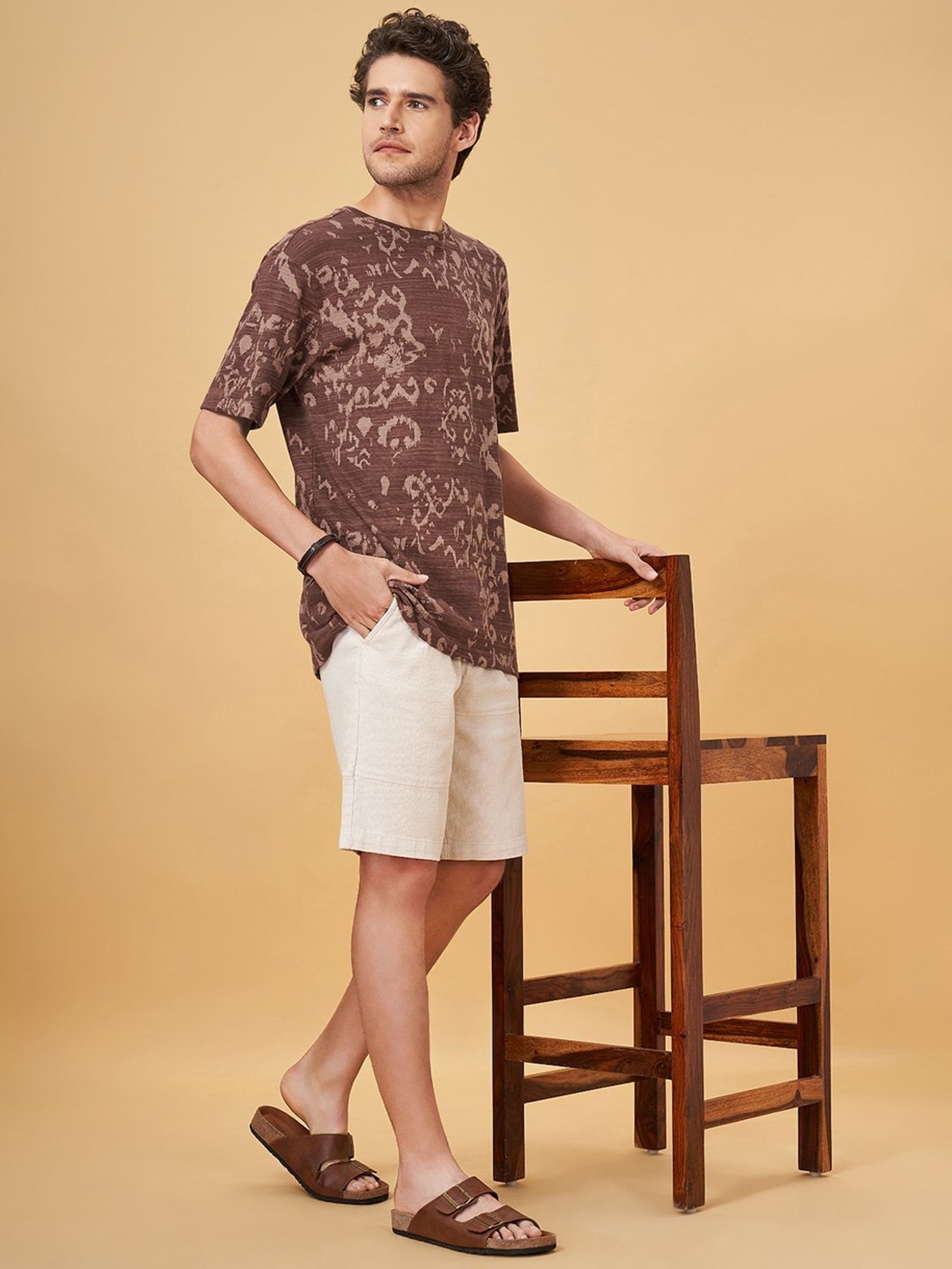 7 Alt By Pantaloons Whitecap Gray Cotton Relaxed Fit Printed T-Shirt