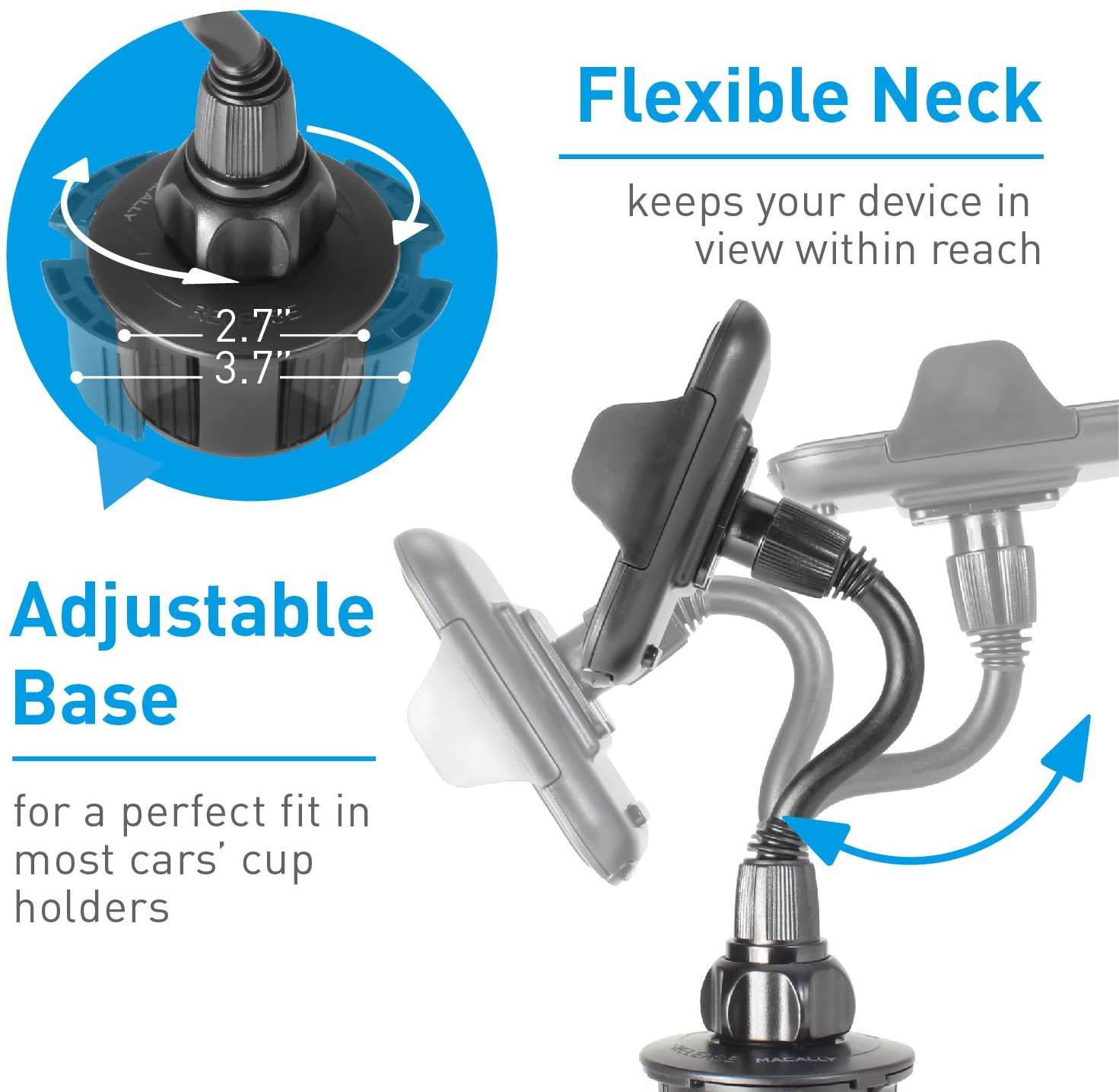 Macally(R) MCUPXL Extra-Long Adjustable Cup-Holder Mount