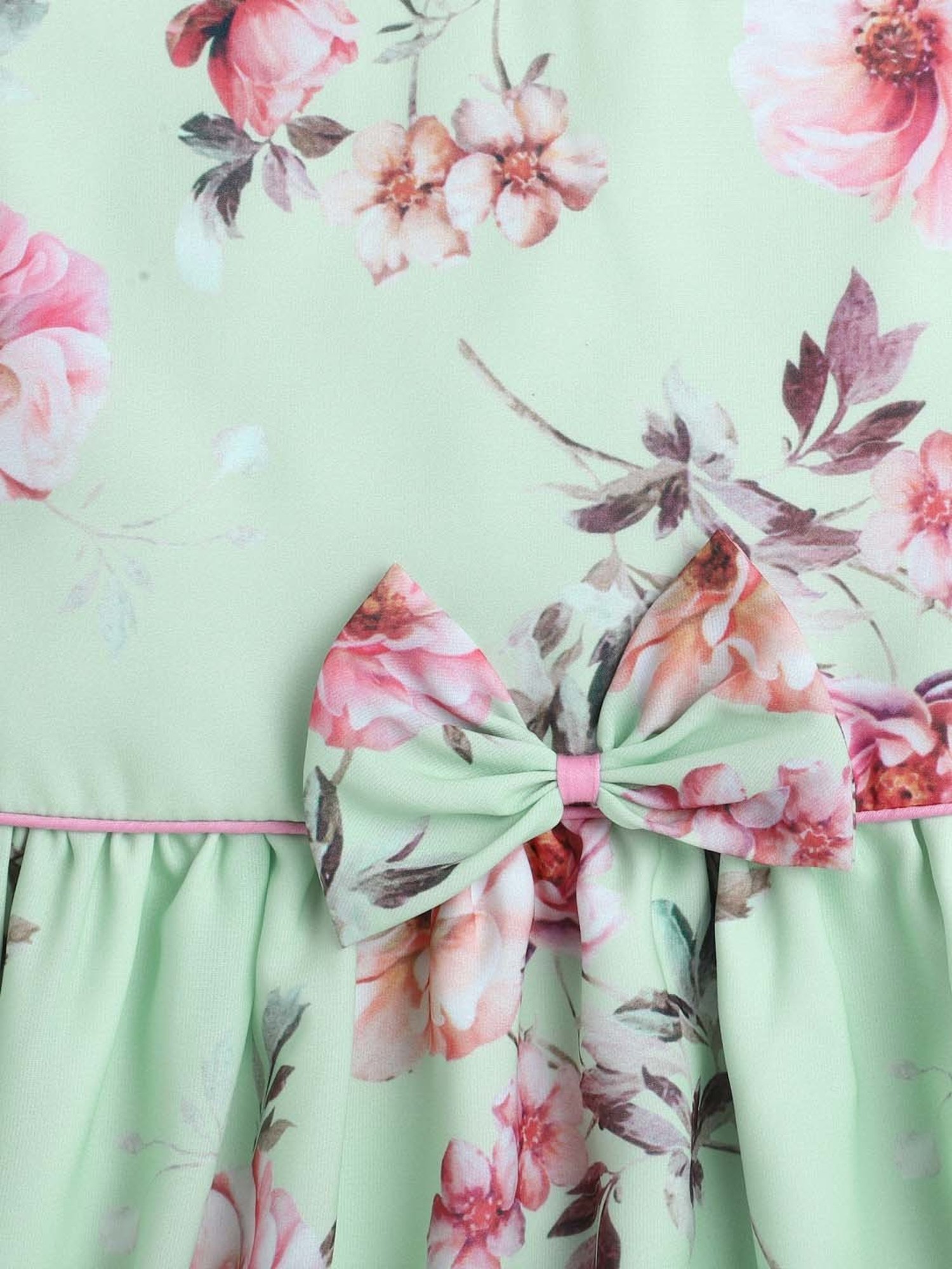 The Magic Wand Kids Green & Pink Printed Dress