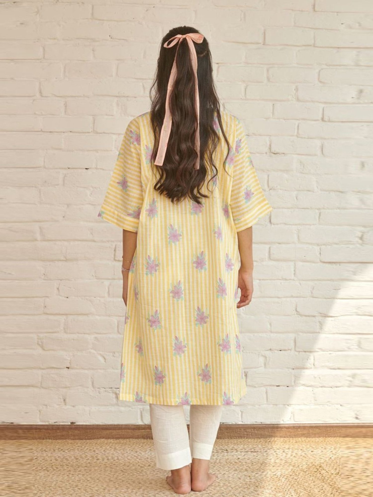 Prakriti Jaipur Yellow Voila Kaftan Kurta