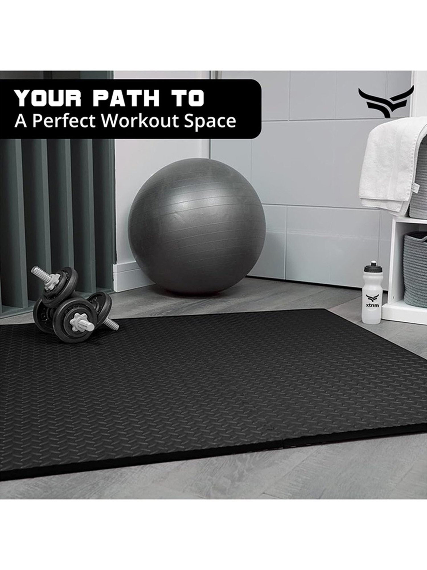 Xtrim Puzzle Exercise Mat with EVA Foam (Black) Size - 10mm
