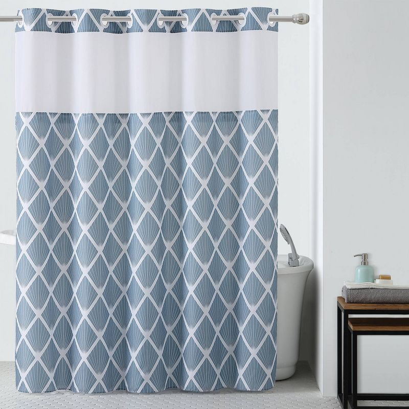 Diamond Shower Curtain with PEVA Liner Blue - Hookless