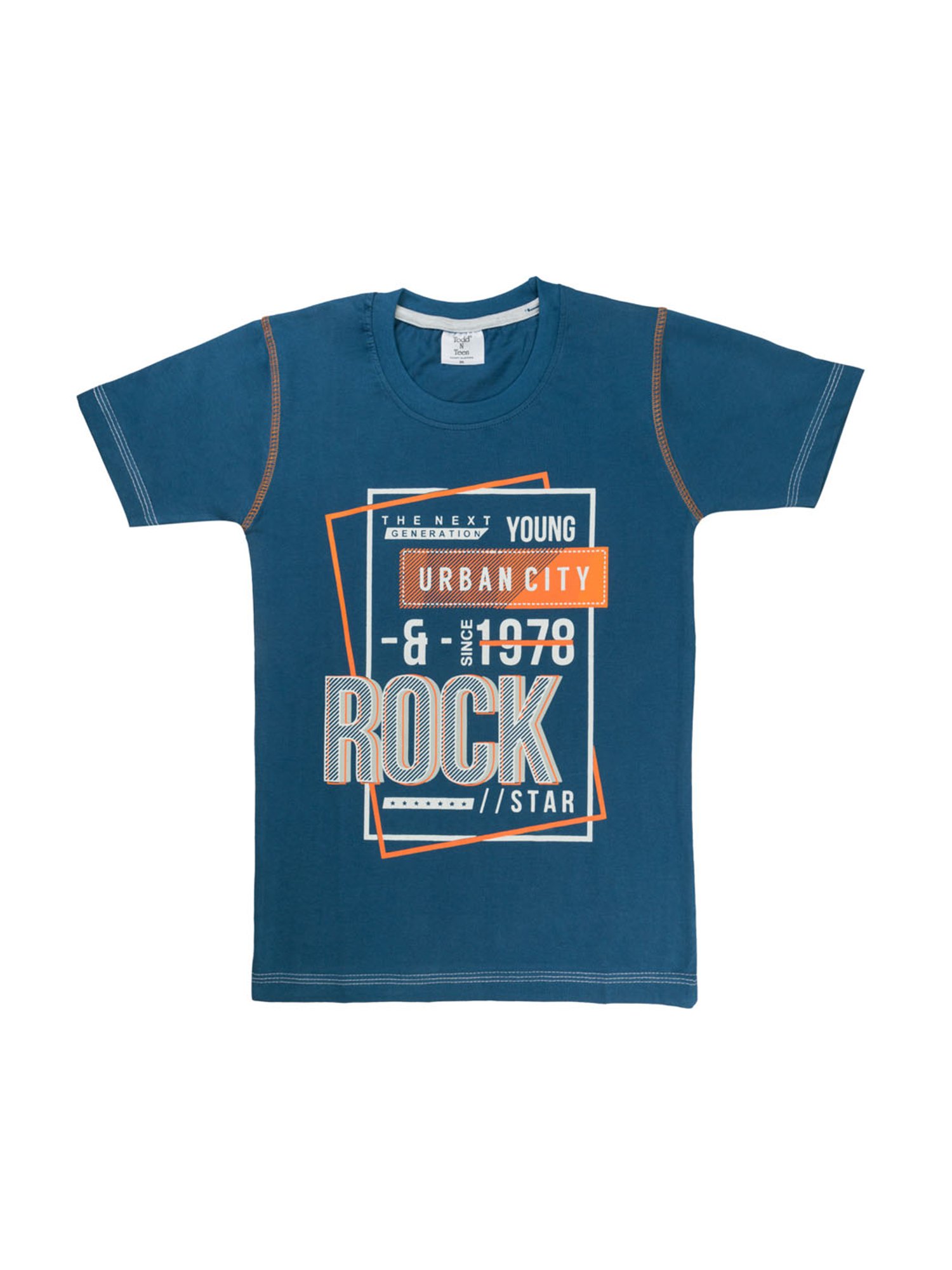 Todd N Teen Kids Printed Blue & Grey T-Shirt with Joggers