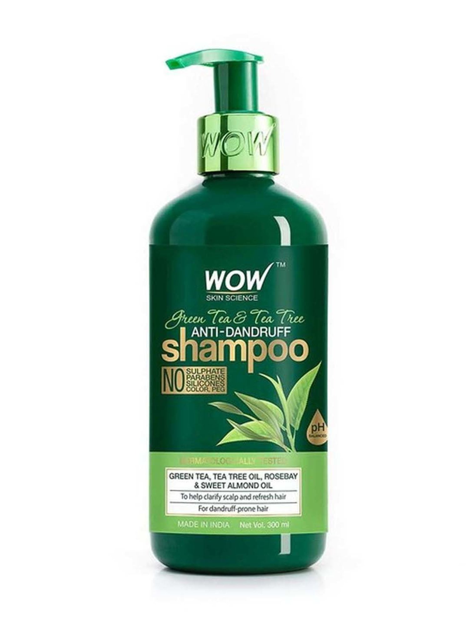 Wow Skin Science Green Tea & Tea Tree Anti-dandruff Shampoo - 300 ml