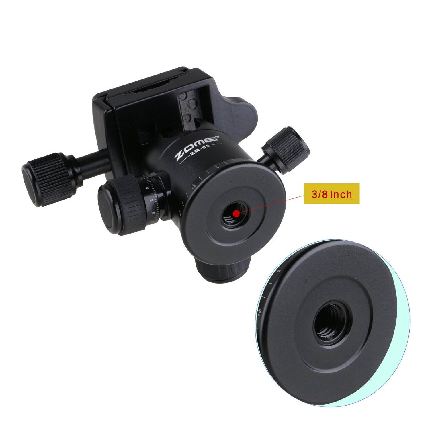 ZOMEi ZM-03 Photography Tripod Ball Head (Updated Version) Ballhead+Quick Release Plate Pro Camera Tripod Max to 8KG