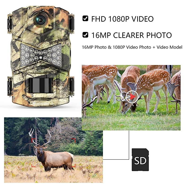 Trail Game Camera 16MP 1080P Waterproof Hunting Scouting Cam for Wildlife Monitoring with Night Vision LY123 2 Pack
