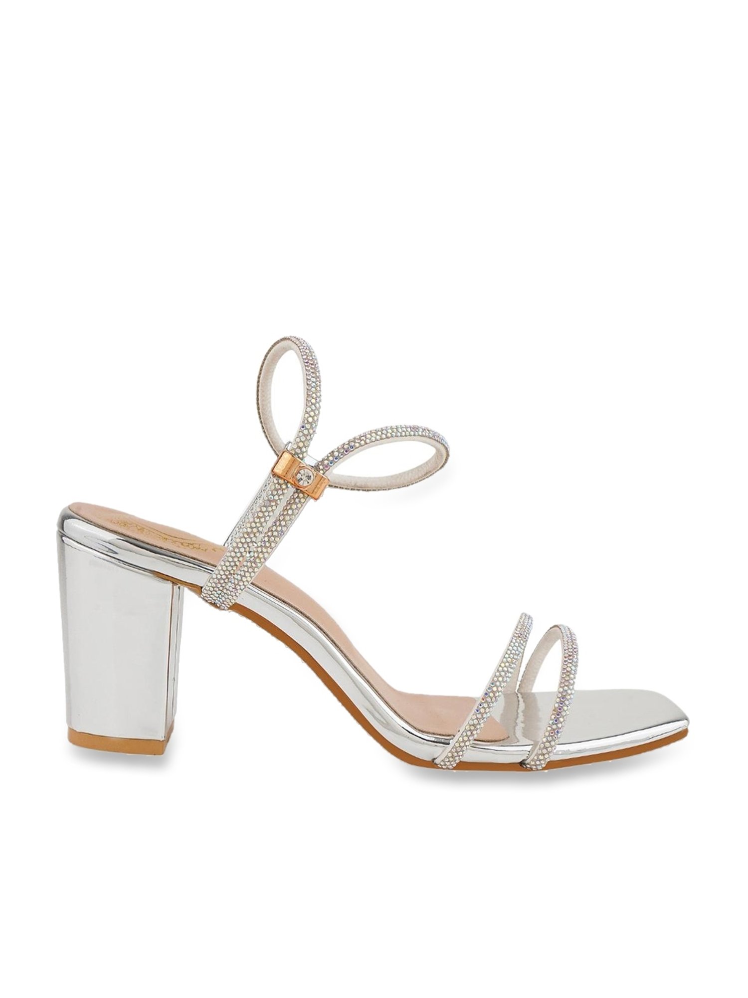 Shoetopia Women's Silver Ankle Strap Sandals