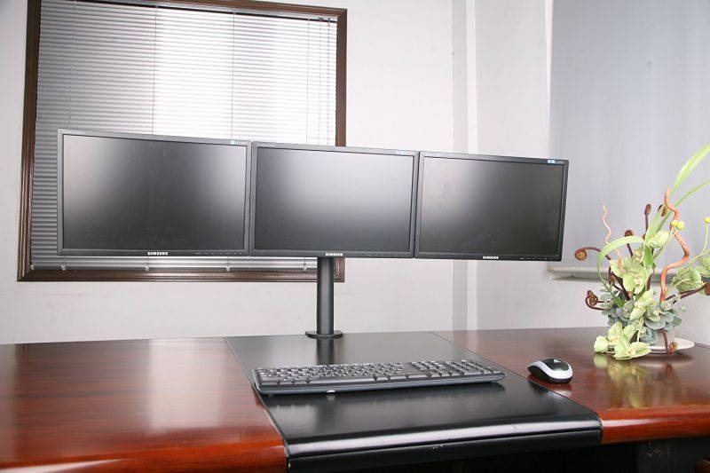 XtremPro Triple Monitors Desk Mount Stand Mount, Adjustable Tilt &plusmn;15&deg;, 360 Rotation, Fits 3 Screens 13" to 27" - Black (41024)