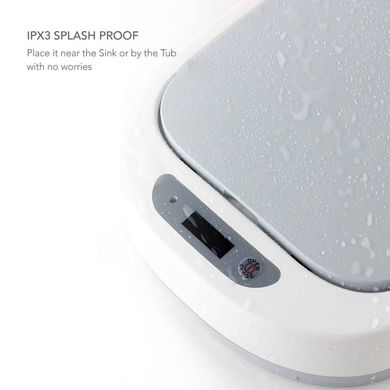 Nine Stars 1.9gal White Waterproof Motion Sensor Slim Shape Plastic Trash Can