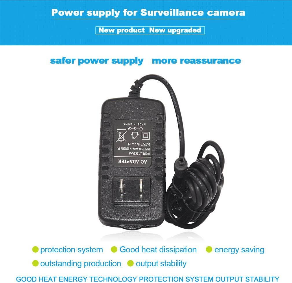 TMEZON 12 Volt 2A Power Adapter Supply AC to DC 2.1mm X 5.5mm Plug 12v 2 Amp Power Supply Wall Plug Extra Long 8 Foot Cord