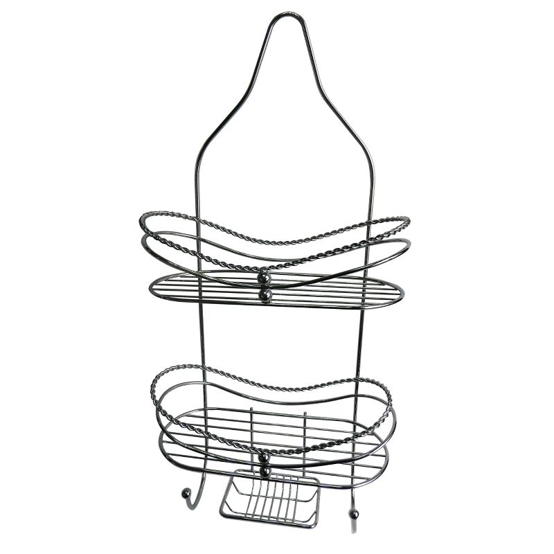 Curved Shower Caddy with Soap Tray Light Silver 24.15" - Elegant Home Fashions