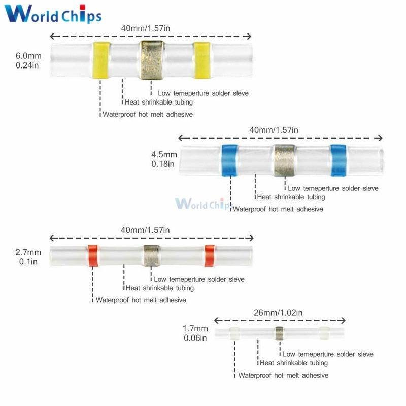 100pcs Heat Shrink Tube Sleeves Solder Seal Shrinkable Splice Waterproof Wires Connectors Cable Terminal Electrical Connector