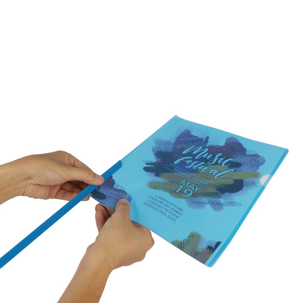 Eagle Plastic Clear Sliding Bar File Folder, Report Cover, Portfolio Folder, Letter Size, 12 Counts, Assorted Colors