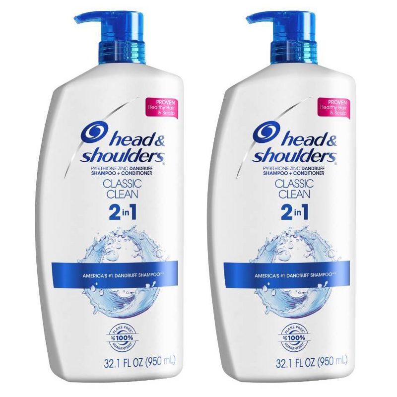 Head and Shoulders Classic Clean Anti-Dandruff 2-in-1 Paraben Free Shampoo and Conditioner - 32.1 fl oz Twin Pack