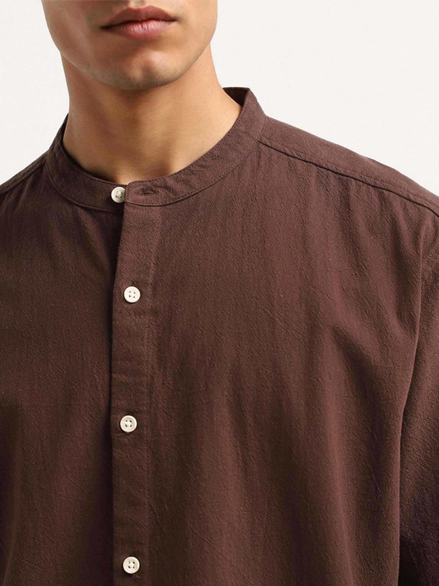 ETA by Westside Dark Brown Slim-Fit Cotton Shirt