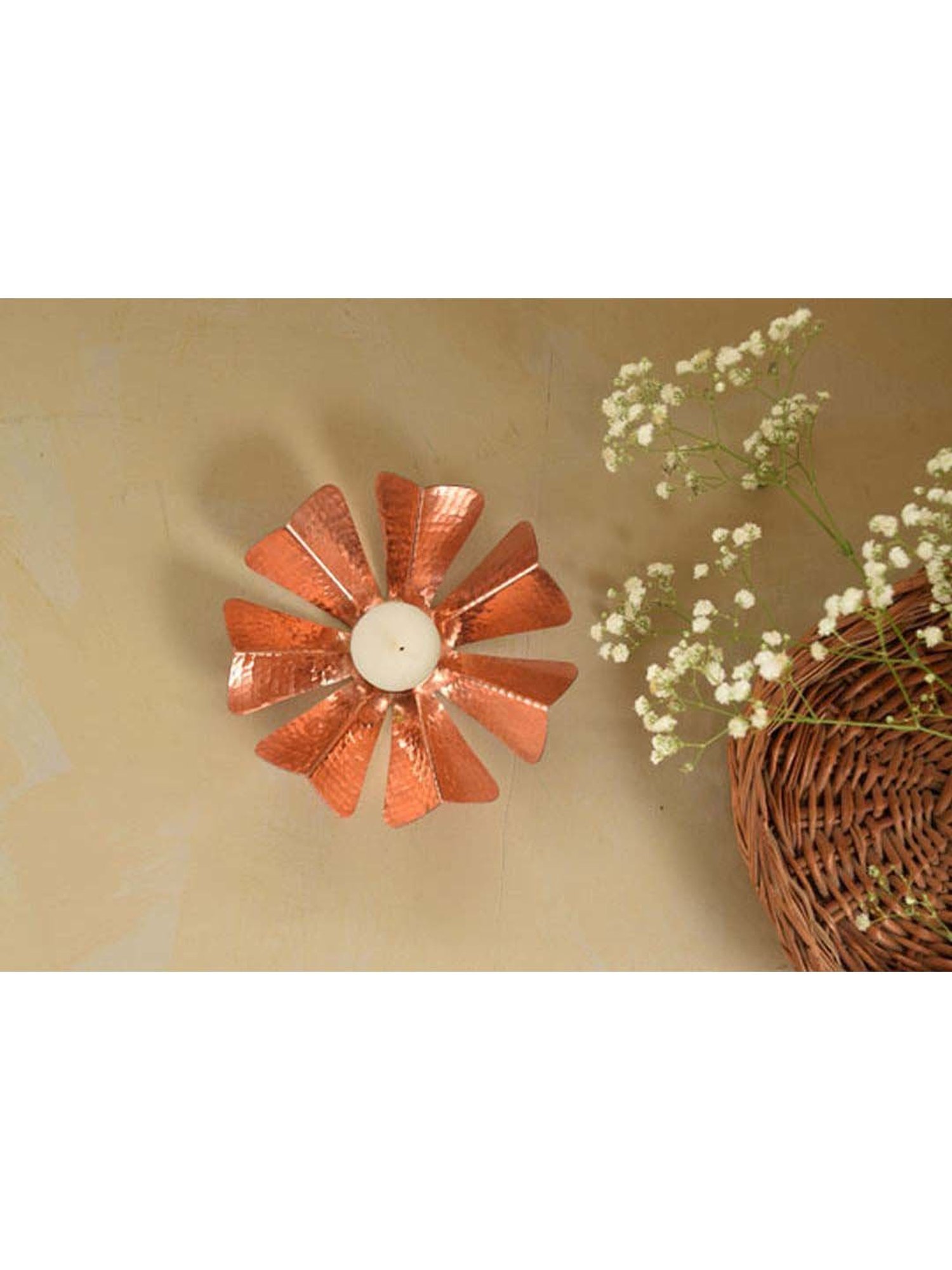 COPPRE Sepiole Copper Tea Light Holder - Set of 1