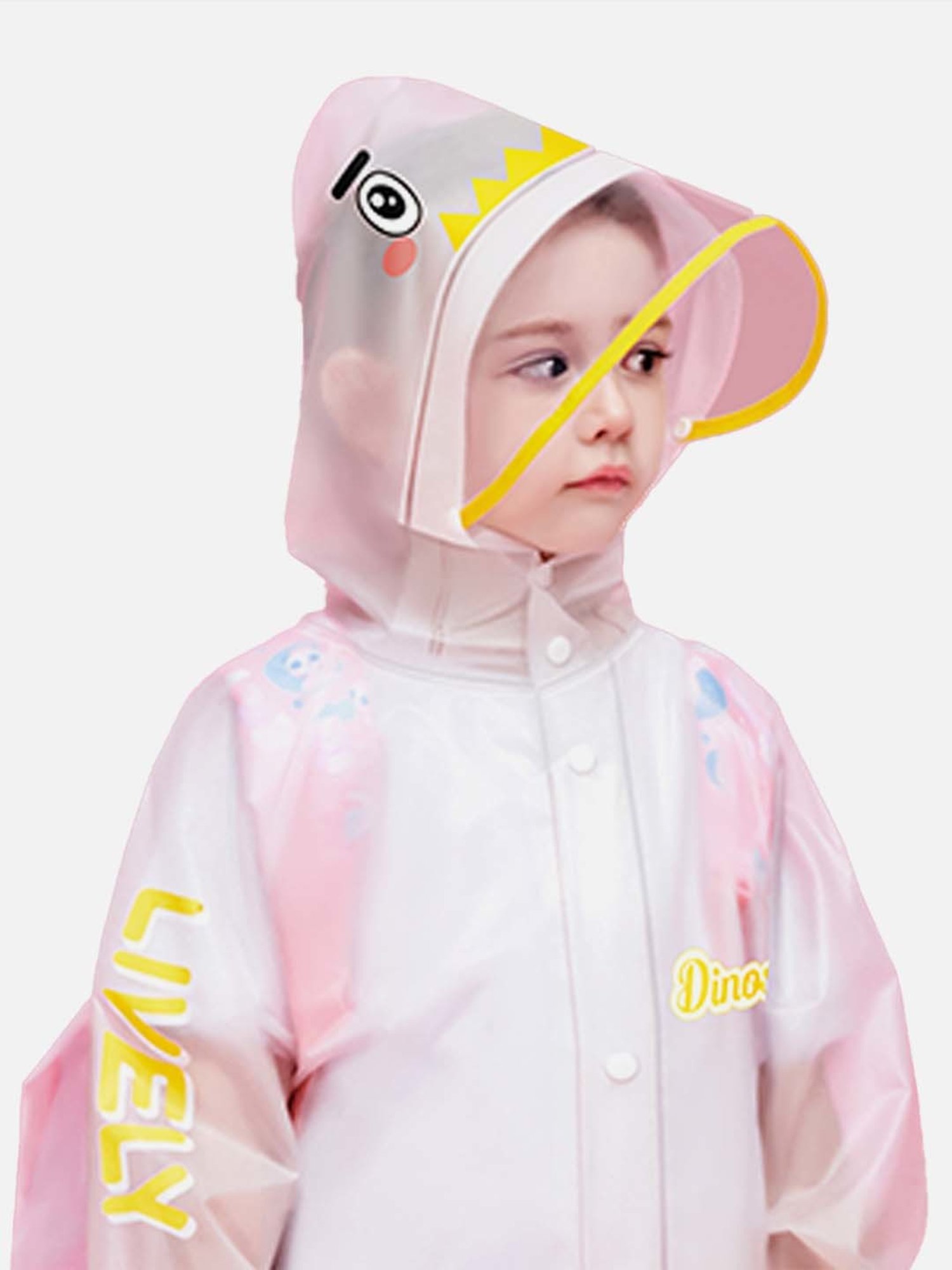 Little Surprise Box Kids Pink & Yellow Printed Full Sleeves Raincoat